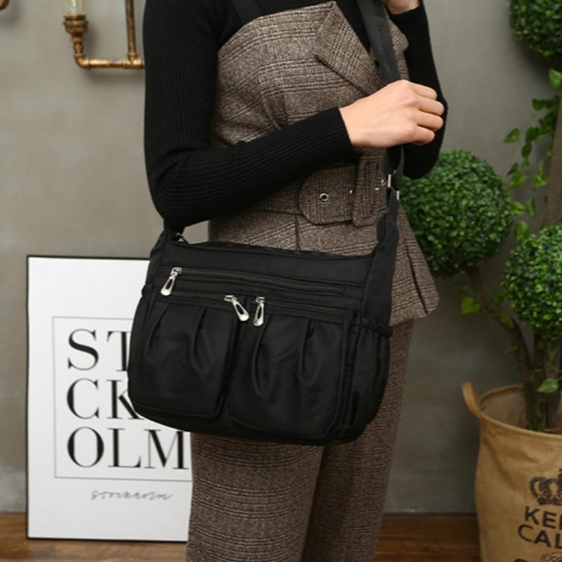 Multi Layer Crossbody Bag Women's Oxford Cloth Shoulder Bag, Casual and Lightweight Ladies Business Bag