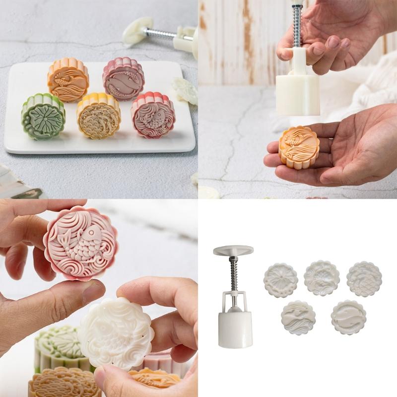 Mooncakes Molds Cookie Stamps Dessert Baking Tool Hand Pressure Chinese Pastries Mould for Celebration and Gatherings