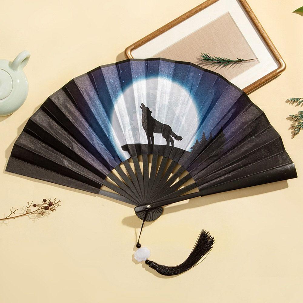 Bamboo Vintage Folding Fan Colorful Shank Classical Dance Fan 2024 Hand Fan  Clothing Accessories