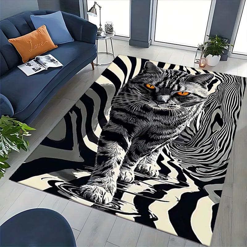 1pc Striped Zebra Print Cat Chair Mat - Office Desk Rug, Non-Slip Carpet for Home Decor, Suitable for All Seasons, Ideal Gift for Office and Gaming Ro