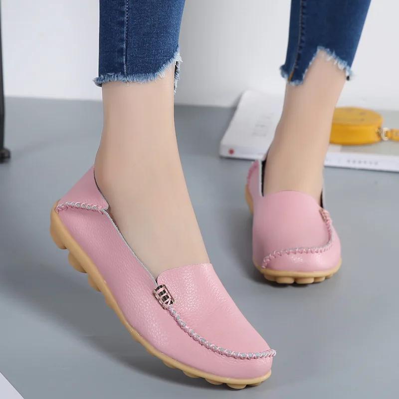 Flat Shoes Women Slip On Shoes for Women's Moccasins Genuine Leather Loafers Women Flats Ladies Shoes Plus Size Sapato Feminino
