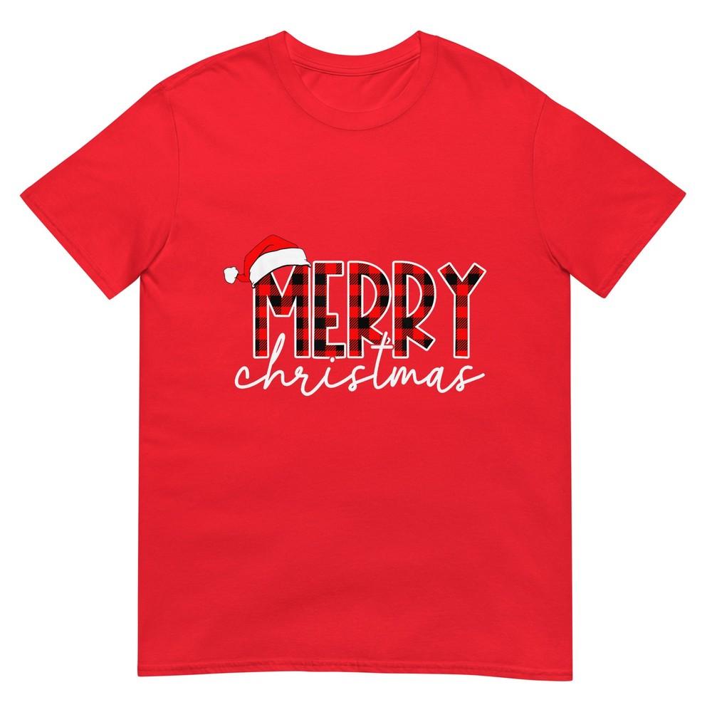 Merry Christmas Buffalo Plaid Red Santa Family Xmas Pajamas TShirt S