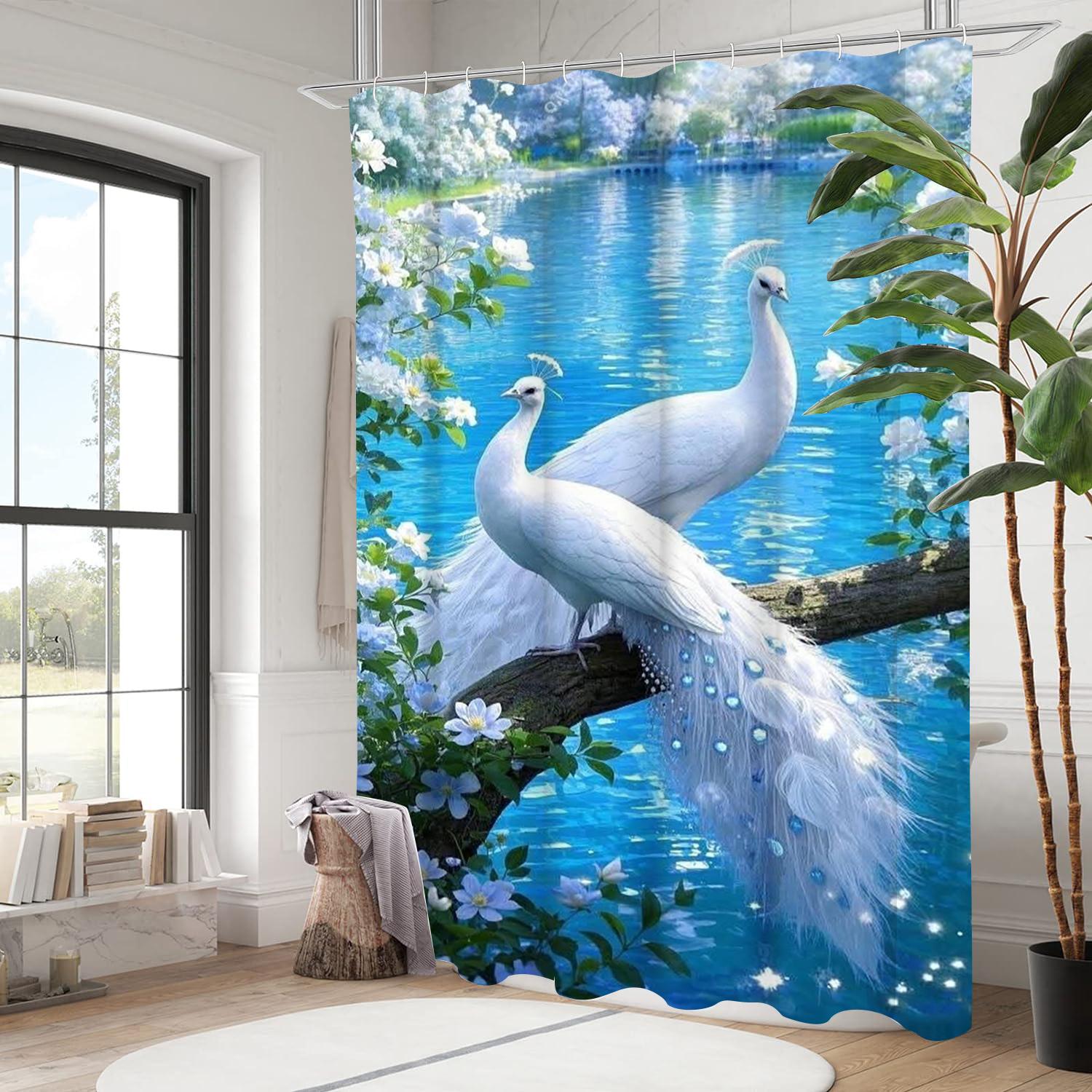 

Animal Elegant Peacock Pattern Bathroom Shower Curtain With 12 Hooks Home Bathroom Decor And Accessories W60H190(CM)-1 Pcs