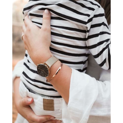 [Official Shop/2-Year Warranty/Authentic Import] Daniel Wellington DW Women's Petite Evergold YG Black 32mm Watch, Stylish Brand, Mesh Black, Popular