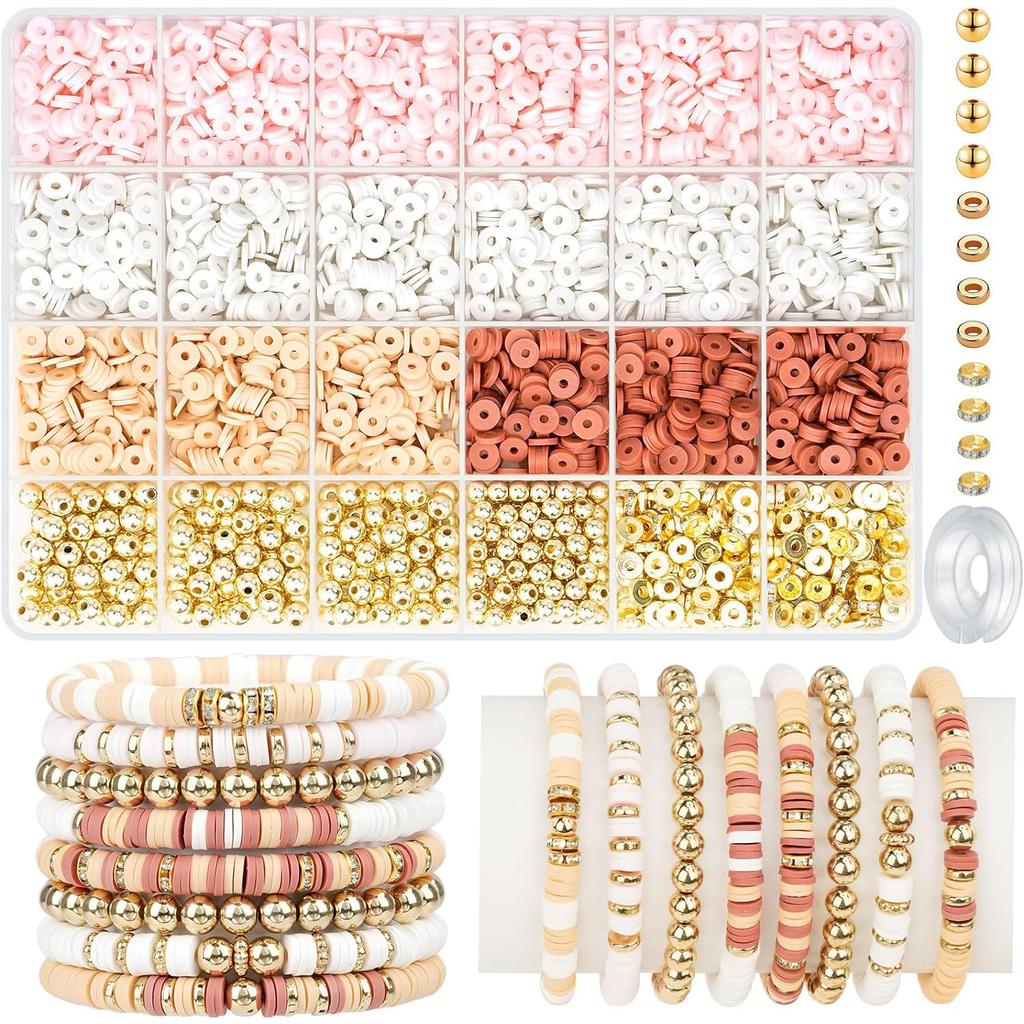 3000 Pieces Clay Bead Soft Pottery Piece Jewelry Making Kit, Friendship Bracelet Making Kit, Suitable For Gift Giving