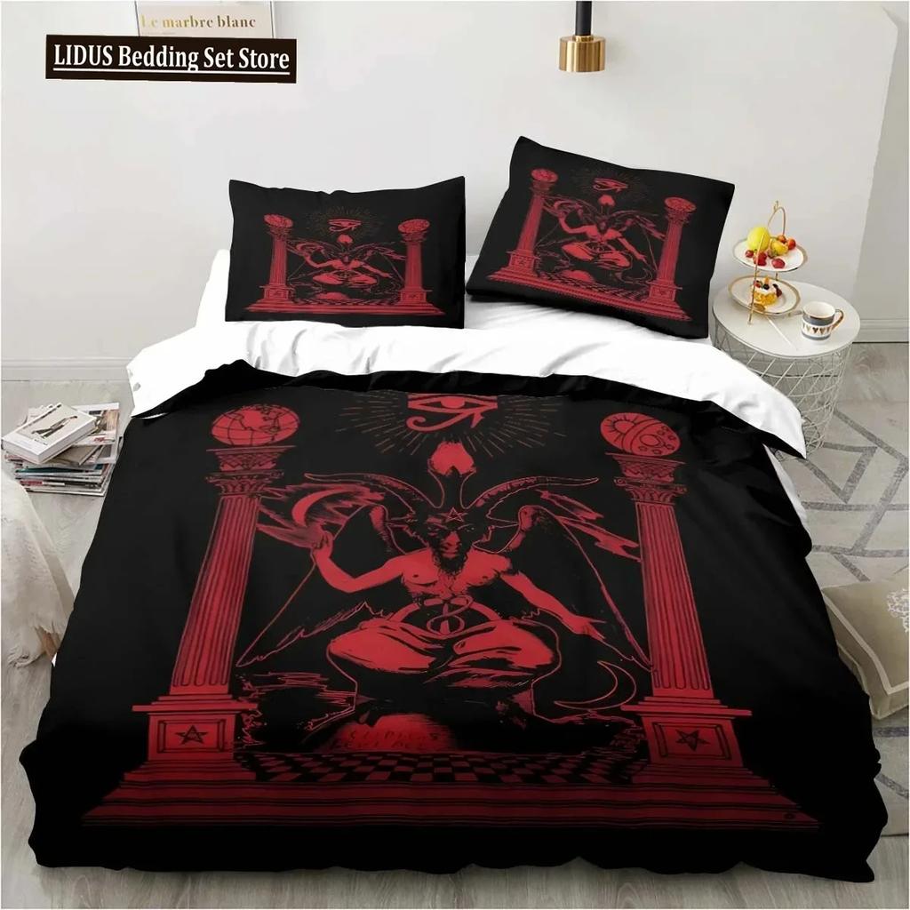 3D Print Satanic Bedding Demon Twin Bedding Hell Death Set Comforter Bed Duvet Cover Double King Home Textile Quilt Cover