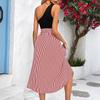 Summer New Women's Clothing Shoulder Striped Splicing Dress