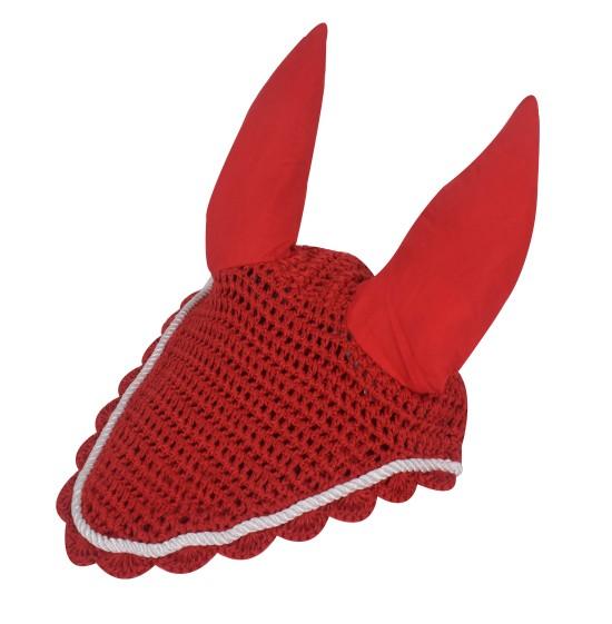 Horse Fly Veil Crochet Breathable Ear Net Bonnet/Hood Fly Ear Bonnet Red Color