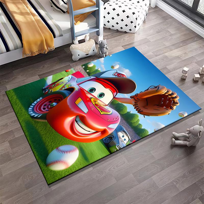 Long Rug Lightning McQueen Race Car Playing Baseball Pixar Cars Art Decor