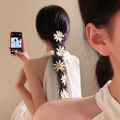 2 Stück Süße Gänseblümchen Haarspangen Seitenpony Clip Niedliche Kleine Sonnenblume Entenschnabel Haarspange Damen Haaraccessoires Für den Täglichen Gebrauch