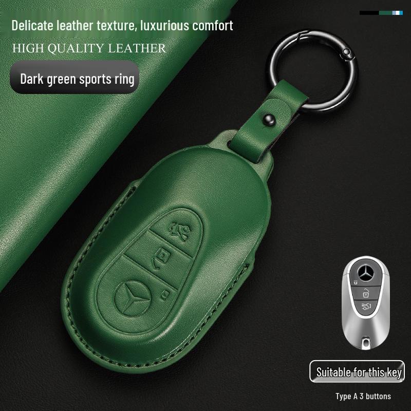 Genuine Leather Key Cover for Mercedes C260L, GLA, GLC300L, GLE, E300L, A200L, and GLB