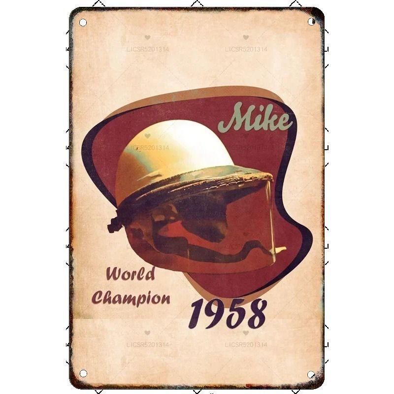 Vintage Formula 1 Helmet Metal Tin Sign Bar Garage Club Wall Decor
