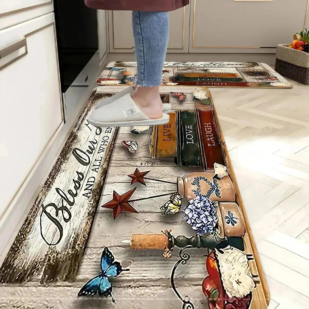 1PC Paw Prints Kitchen Rug Non-Slip Door Mats Pop Design Bathroom Rug Bath Mat Carpet for Home Sink Laundry Decor