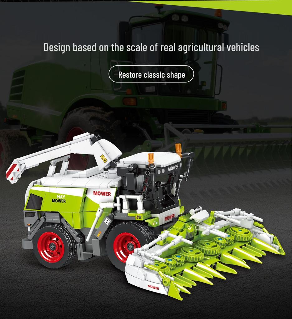 Mindi Grass Harvester for LEGO-Compatible Farmer Tractor Toy