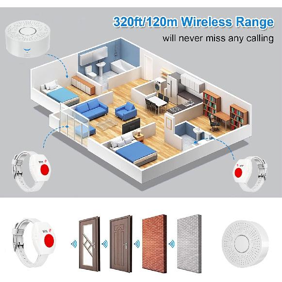 WiFi Caregiver Pager Call Button Wireless Nurse Alert Call Bell Emergency Alert Pager at Home for Elderly Patients