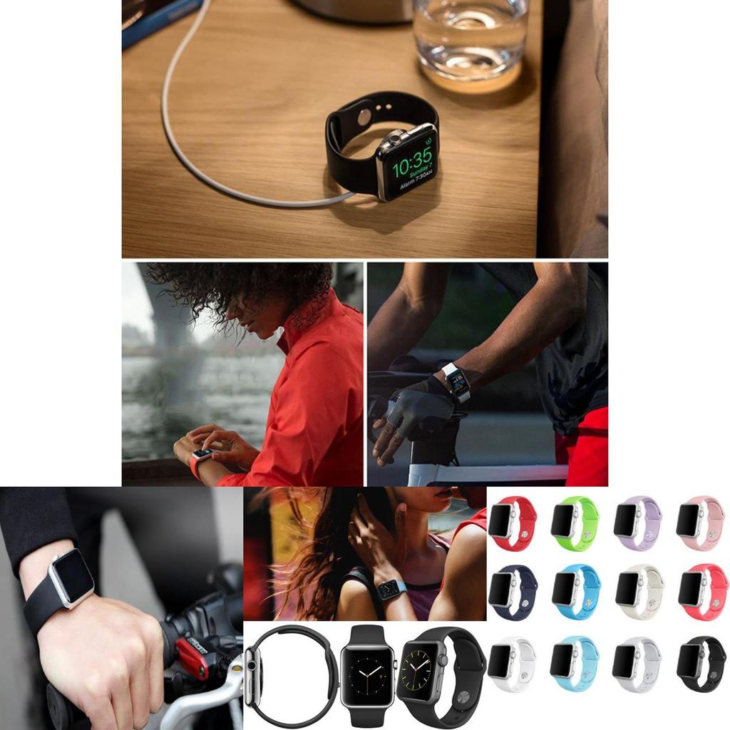 Apple Watch Band Slim Waist Silicone Strap Double Buckle Lightweight Fitness