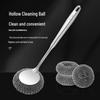 Stainless Steel Pot Cleaning Brush with Long Handle and Large Steel Wool Ball