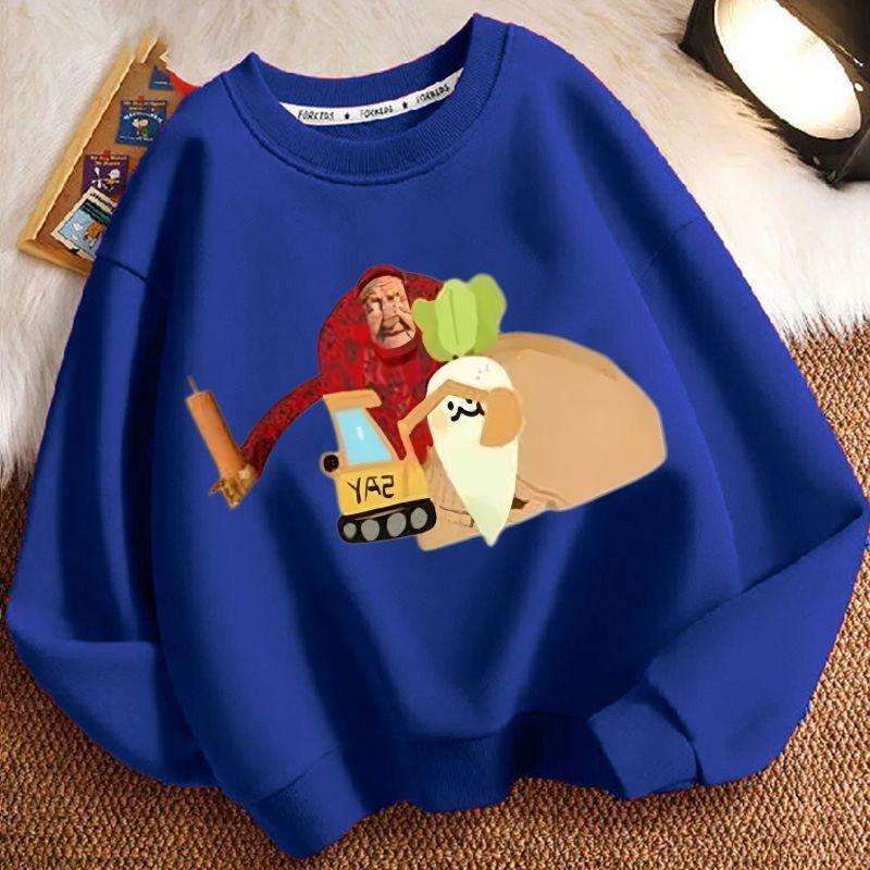 Children's Fashion John's Farm Hoodies for Autumn and Winter, Casual Round-neck Hoodies for Boys and Girls