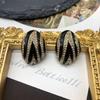 Wannian Classic Black Gold Series Necklace Earrings Plated Real Gold with Diamond Copper Chain Necklace Earrings Ear Clips Set Female
