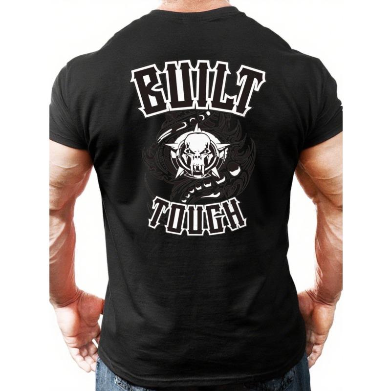 European Sizes Men's Monsta Skull & Bold White Lettering T-Shirt -  Breathable Black Casual Streetwear Tee, Short Sleeve Round Neck Top for Gym