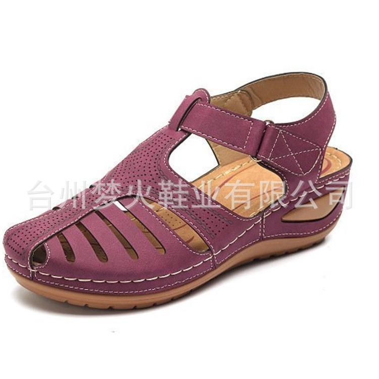 

Women s sandals Women s slope heel casual solid color car line sandals 43 бордовий