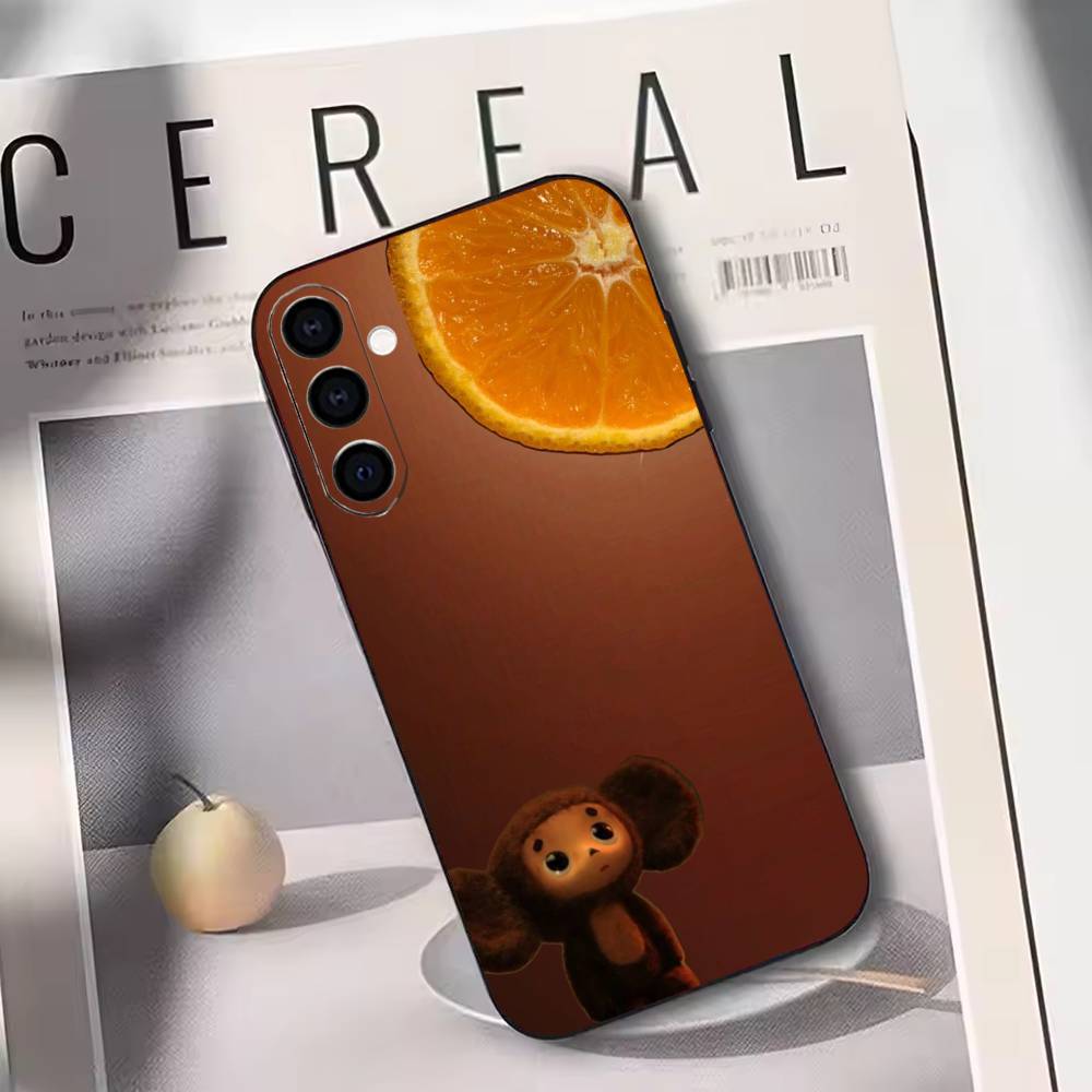 Cartoon C-cheburashka  Phone Case Black Silicone Soft For Samsung Galaxy A73,A72,A71,A70,A53,A52,A51