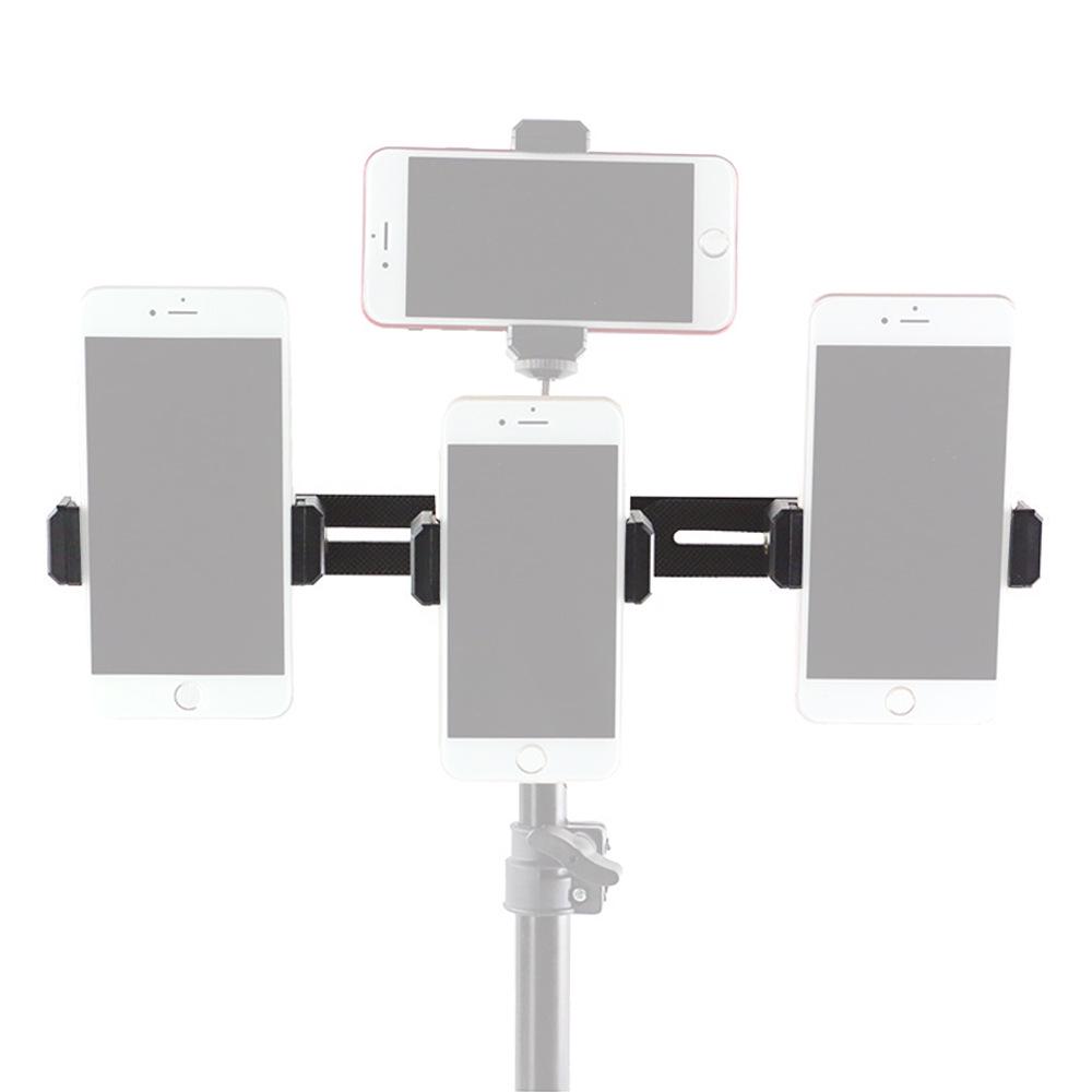 Tripod Mount with Long Horizontal Bar, Flash Hot Shoe, Multi-Position Phone Holder, and Fill Light Bracket