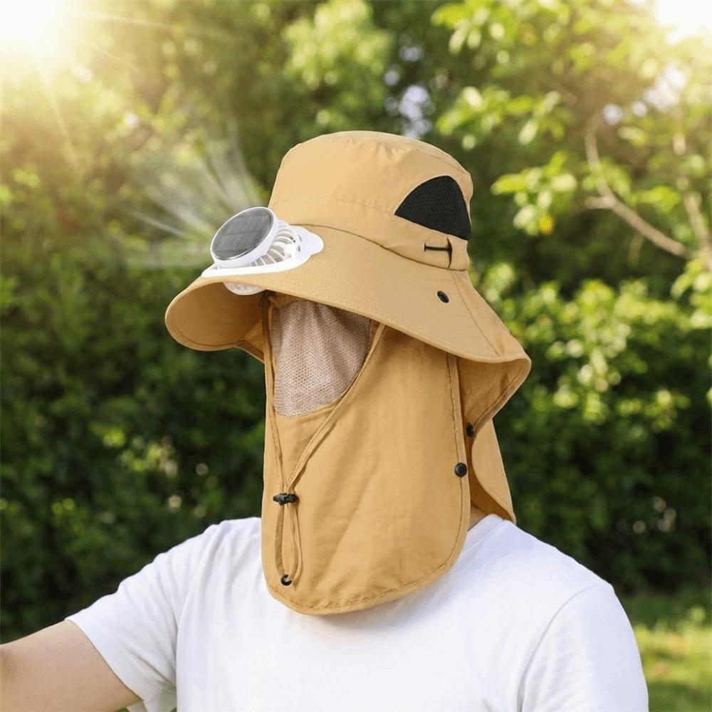 Adjustable Solar Rechargeable Fan Hat Portable Wide Brim Fan Hat Fishing Sun Shading Hat Travel