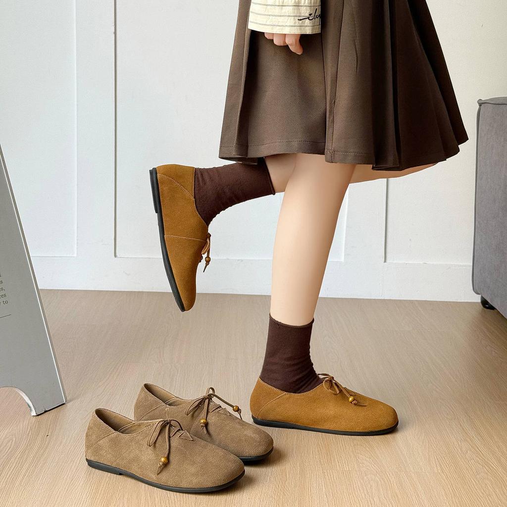 Fashion Soft Premium Frosted Cowhide Women's Flats Casual Shoes 2025 Lightweight Comfortable Trendy Shoes Flat Soft Sole Tide