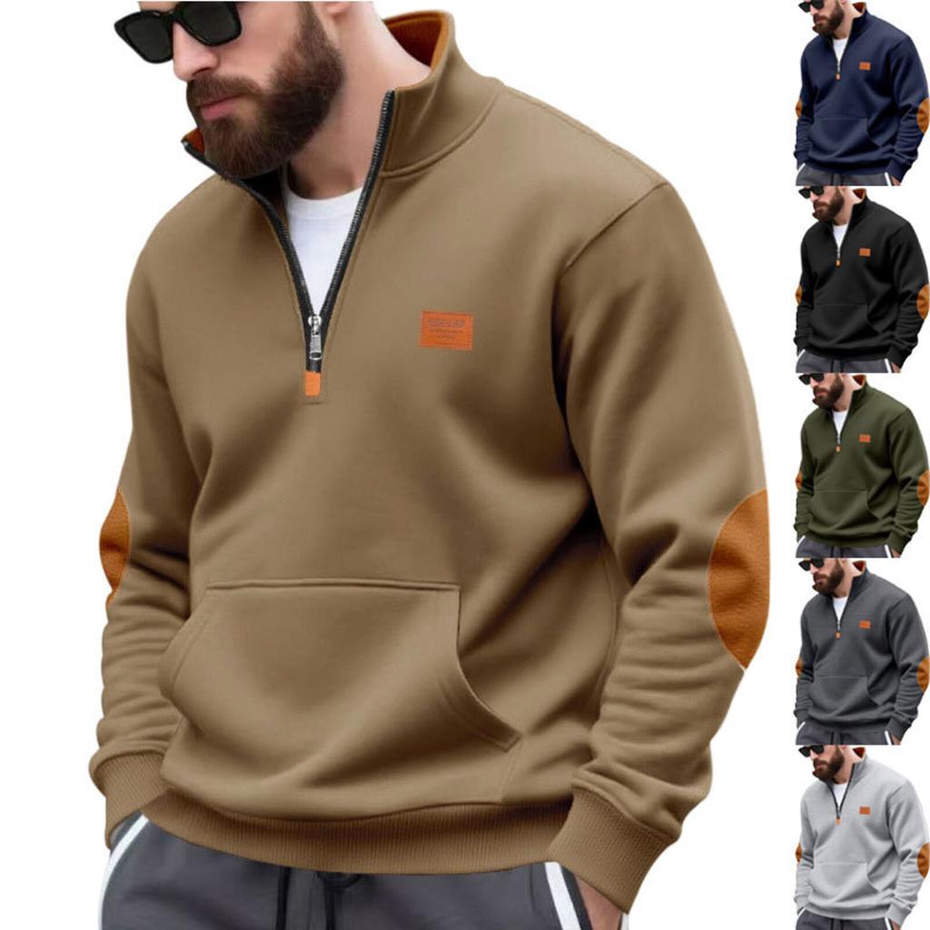 Men's Loose Casual Retro Patch Patchwork Hoodie