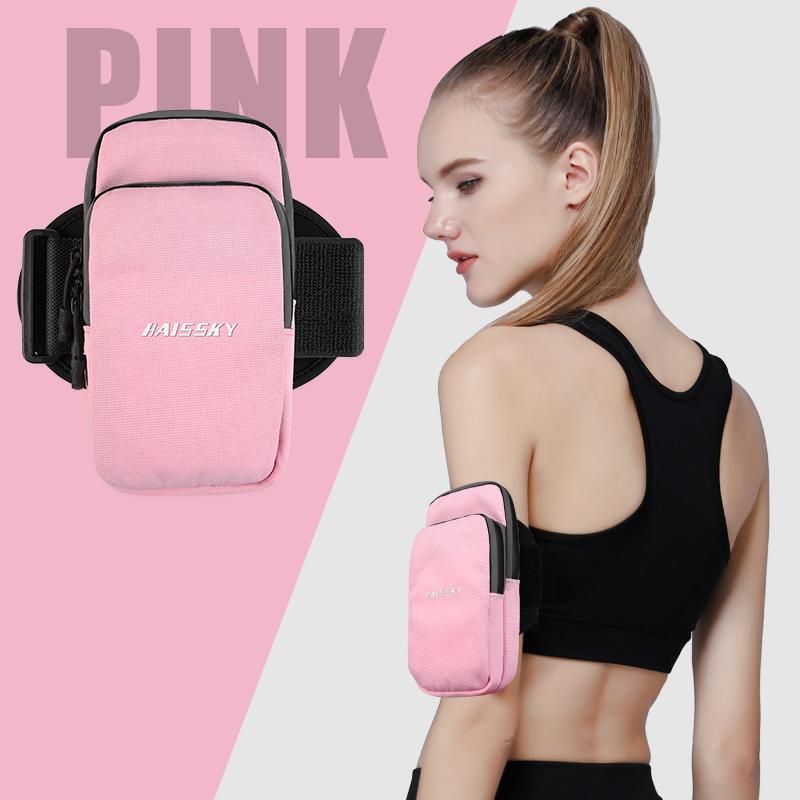 HAISSKY Zipper Reflective Running Armband Bags For iPhone 17 16 Pro Max 17Air 15 Plus Xiaomi Samsung Sports Elastic Wrist Pouch 6
