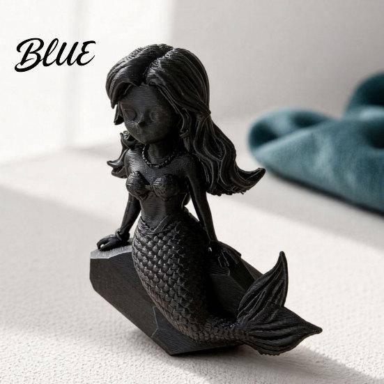 Durable 3D Printed Figurine with Action Dark Figure Decor Mermaid Gothic Style Matte Black Finish Movable Joints Moisture-proof Ornament