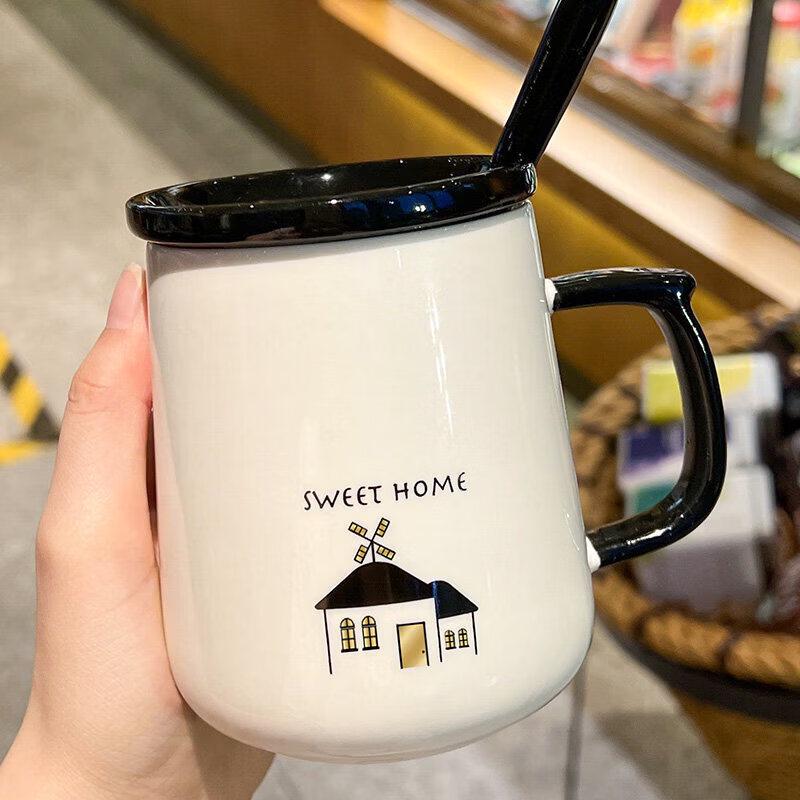 Creative Ceramic Mug with Lid and Spoon