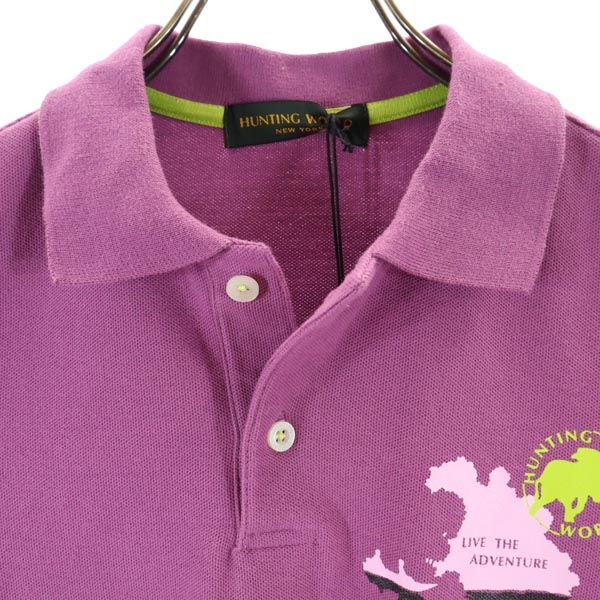 HUNTING WORLD Logo Embroidery Short Sleeve Polo Shirt S Purple Women Used