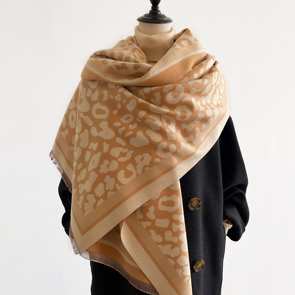 Jacquard landscape painting imitation cashmere scarf for women's office air-conditioned room thick and warm long trendy scarf