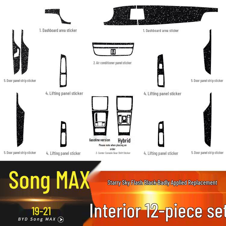 Starry Sky Center Console Film for 17-21 BYD Song Max Interior Decor