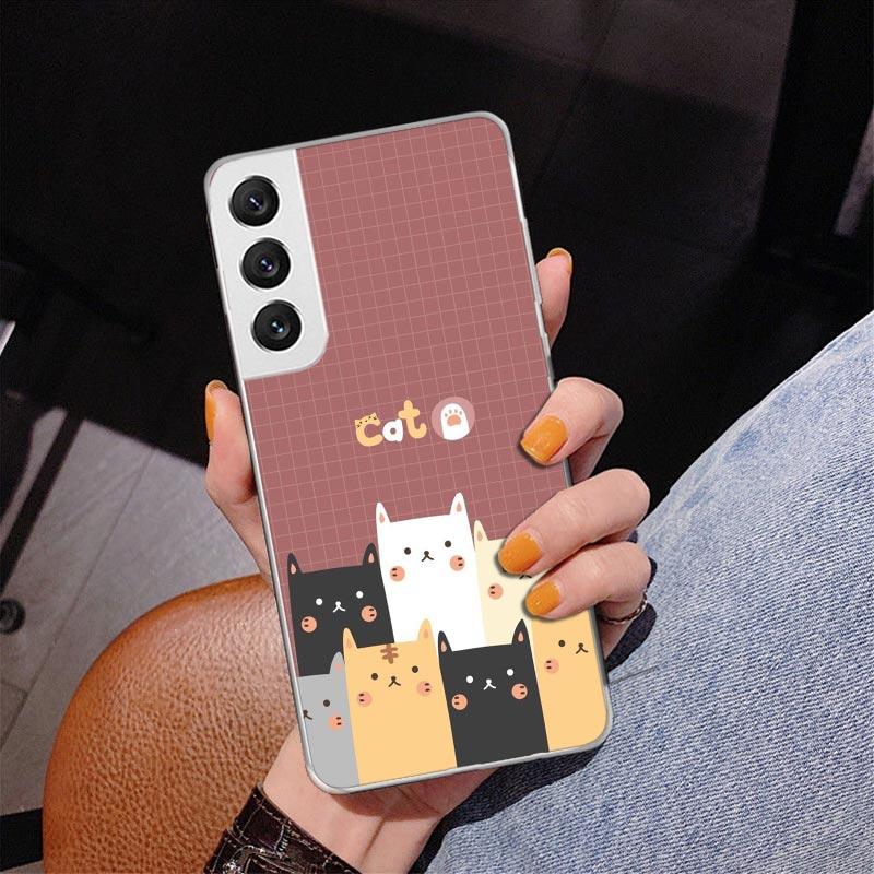 Cat Cute Kitten Cartoon Phnoe Case for Samsung Galaxy S26 S25 Edge S23 S24 Ultra S22 Plus S21 S20 FE Unique Cover Soft Coque Gal