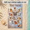 Pug Theme Soft Beach Towel Personalized Custom Name Text Towel Portable for Beach Pool Travel