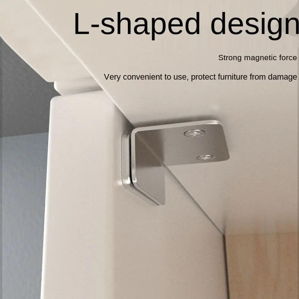 10-1PCS L-shaped Magnetic Door Closer Self-adhesive Invisible Cabinet Door Suction Wardrobe Magnetic Strip Patch Door Stopper