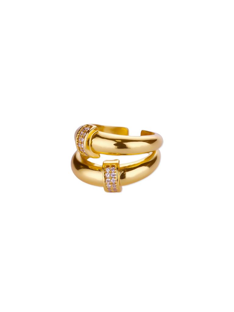 Zircon Star Knot Rings For Women Gold Stainless Steel Geometric Adjustable Finger Rings Wedding Couple Jewelry Gifts