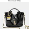Bolsa feminina nova couro macio preto marca famosa forro de diamante cesta de vegetais corrente ombro único mensageiro