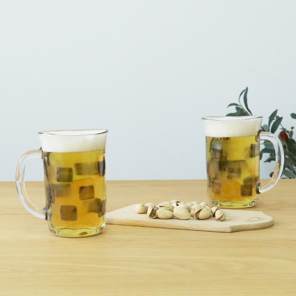 ADERIA Beer Glasses, 310ml, Creates Creamy Foam, Foam-Making Mug, Monochrome Pair Set, Made in Japan, S-6117