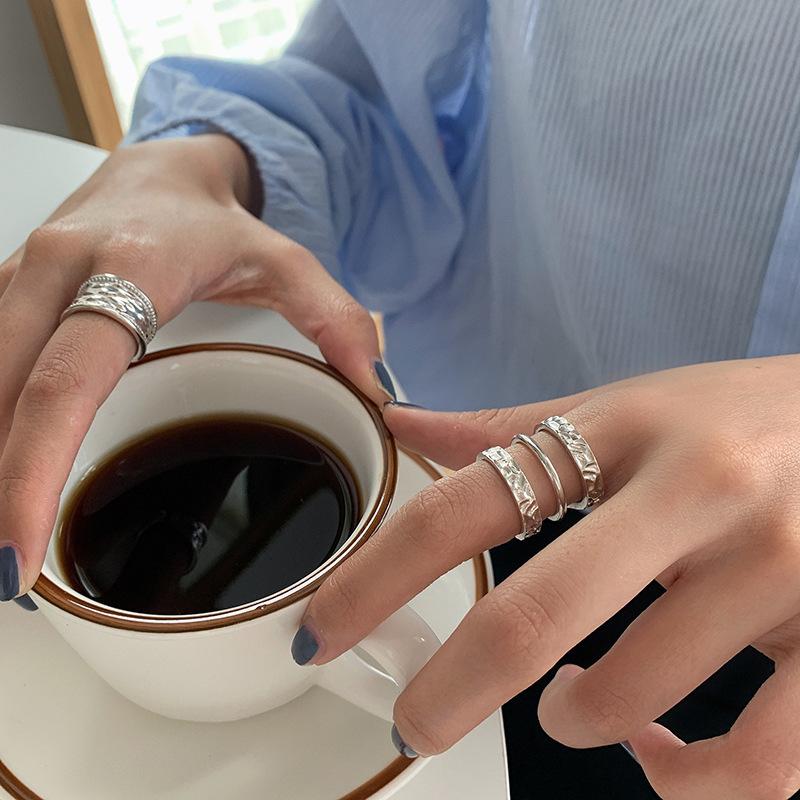 Korean Fashionable 925 Silver Open Ring For Women With Unique Wave Pattern