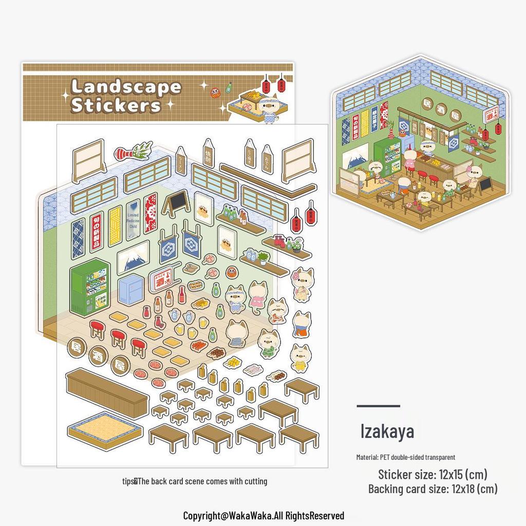 Christmas Miniature 3D Cabin Scene Stickers – Cute Handmade Cartoon Stickers for Journals