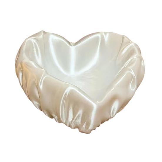 Yousheng Ruffle Love Heart Jewelry Tray, 3D Printed Earrings Necklace Ring Dish Tray, Decorative Keys Trinkets Holder Organizer Tray