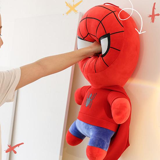 Stuffed Hooded Spider Boy Plush with Hanging Lanyard Soft PP Cotton Movie Character Hero Plushie Toy Doll Home Decoration Kids Adults Fans Gift