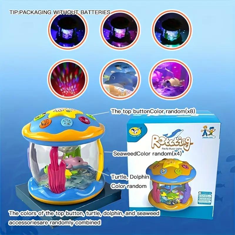 Infant Babies Ocean Rotating Light Up Musical Learning Toy Early Educational Toy Interactive Crawling&Tummy Time Toy For Toddler
