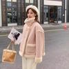Women Thickened Loose Cashmere Patchwork Jacket Winter Solid Color Long Sleeve Warm Casual Coat Single Breasted Outerwear