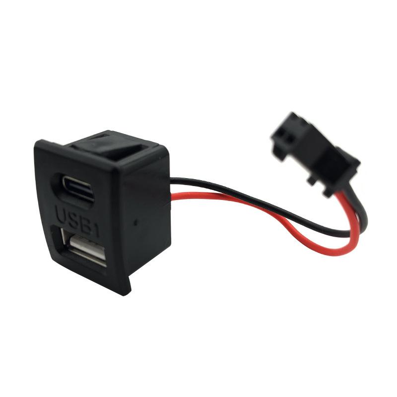 Double Layer USB Socket Type-C Female Socket A Female USB Lamp Buckle Charging Socket Power Socket With Wire Connector