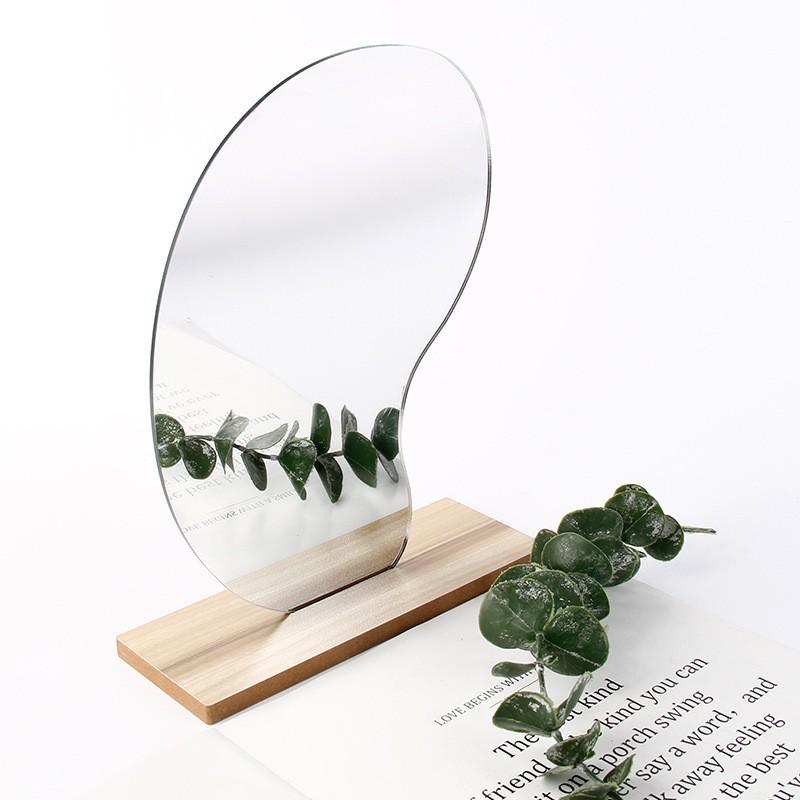 Bamboo & Wood Cloud-Shaped Acrylic Makeup Mirror with Retro Comb for Dressing Table